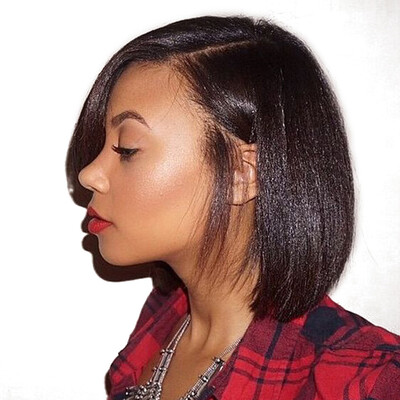 

Luffy Short Bob Lace front Human Hair Wigs Pre Plucked Yaki Straight 13x6 Deep Part Frontal Non-remy Brazilian Hair