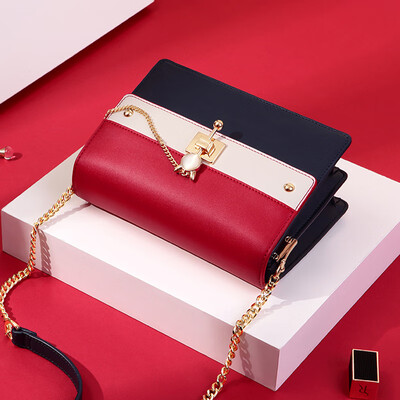 

New Zealand NUCELLE bag female bag tide ins wild Korean version of the slung fashion shoulder bag hit color elegant chain bag 320 meteor blue