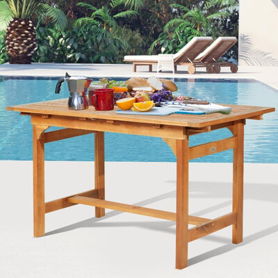 

Acacia Wood Slat Rectangular Extendable Outdoor Dining Table