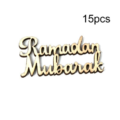 

15pcs Wooden Eid Mubarak Ramadan Party Supplies Ornament DIY Plaque Pendant Festival Home Decoration
