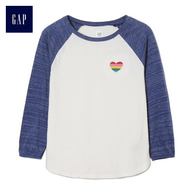

GAP flagship store girls embroidery love pattern raglan sleeves T-shirt 398666 ivory white M