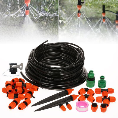 

Garden Drip Irrigation System 10 Pcs Sprayer & Dripper Kit 25 Meters Tubing Watering DIY Saving Water Automatic Sprinkler Irrigati