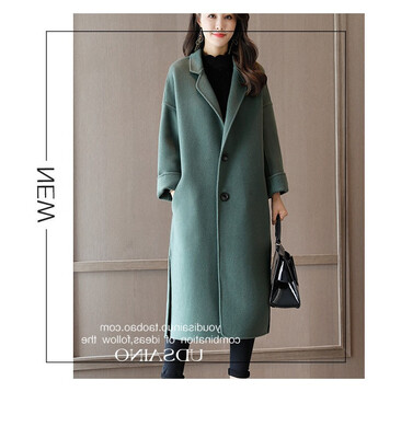 

Winter 2018 new loose Korean woolen overcoat double-side woollen suede overcoat for women with knee length