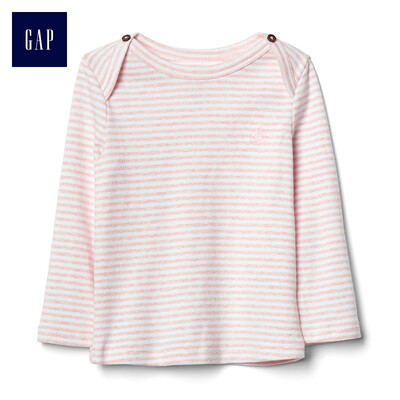 

GAP flagship store newborn Brenner bear embroidery comfortable cotton striped long-sleeved basic T-shirt 595420 mixed color 0-3M