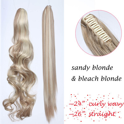 

24-26 Inch Adjustable Messy Style Ponytail Hair Extension with Jaw Claw Synthetic Hair-Piece