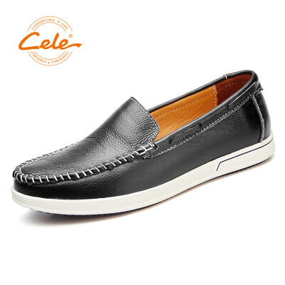 

Celebrity CELE mens business casual leather shoes first layer cowhide set foot soft bottom hand stitching fashion casual black 43 yards M9A1B29901