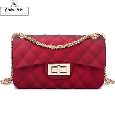 

Mini Chain Jelly Bag 2019 Women Diamond Lattice Flap Girl Casual Clutch Scrub Handbag Silicone Candy jelly Shoulder Bags