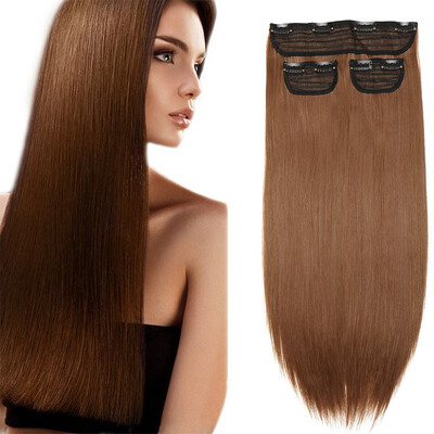 

20" Inch Clip in Hair Extensions 3pcs 8 Clips Straight Silky Synthetic Full Head Hair Pieces Length50cmWeight190g