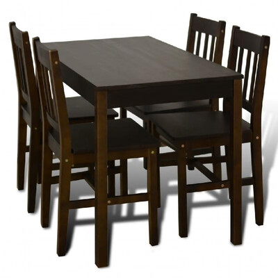 

Wooden Dining Table with 4 Chairs Brown