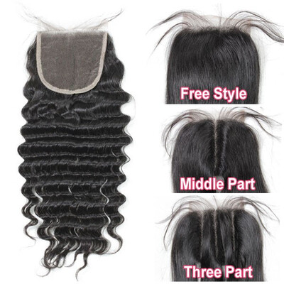 

Lace top closure 44" Deep wave Human hair medium brown Swiss lace