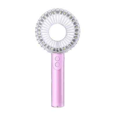 

Multi-functional USBRechargeable LED Fan with Mobile Phone Stand Mini Makeup Mirror Portable Handheld Cooling Fan