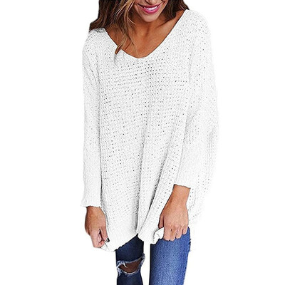 

V-neck bat long-sleeved hooded warm bottoming shirt casual knit sweater womens