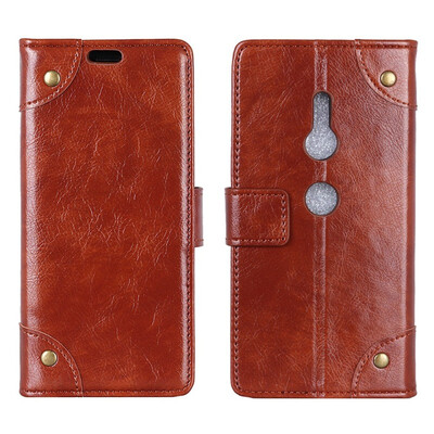 MOONCASE Sony Xperia XZ3 copper buckle nappa leather case - brown
