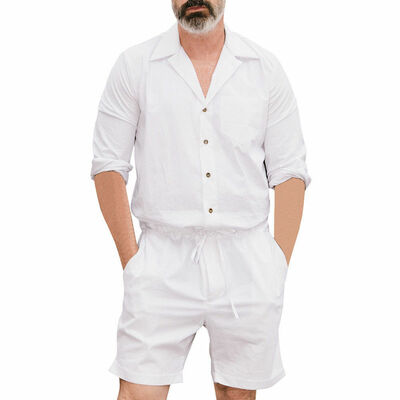 

Mens One Piece Rompers Short Sleeve Street Casual Cargo Pants Jumpsuit Overalls