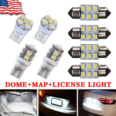 

8x White LED Bulb For Car Map Dome License Plate Light Interior Package Kit Deal