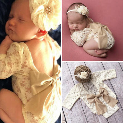 

UK Newborn Baby Girl Flower Lace Bowknot Romper Bodysuit Jumpsuit Outfit Sunsuit