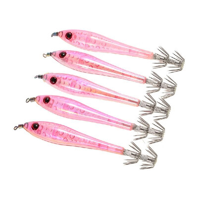 

5pcs 105cm55g Noctilucent Fishing Lures Catch Sea Fishing Squid Lures Hard Bait Shrimp Prawn Fishing Tackle with Squid Hook Jig