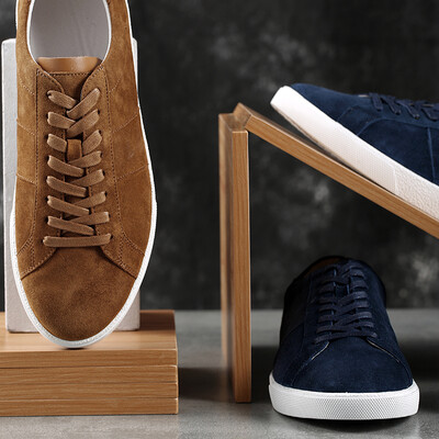 

Beijing Tokyo stencil shoes mens casual suede leather skateboard shoes comfortable breathable wear-resistant blue 43