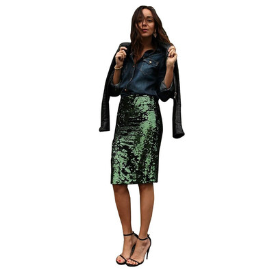 

Sequin pencil skirt 2019 flash slim slimming skirt womens 65148