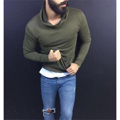 

Fashion Mens Cotton Turtleneck Polo Pullover Sweater Stretch Jumper 3 Colors Top