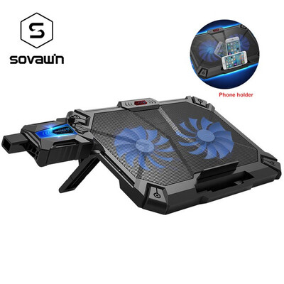 

COOLCOLD 2 in 1 Set Cooler Pad For 17 Laptop Air Cooled Professional External Double Fan Cooling Base Adjustable Cooler for hp