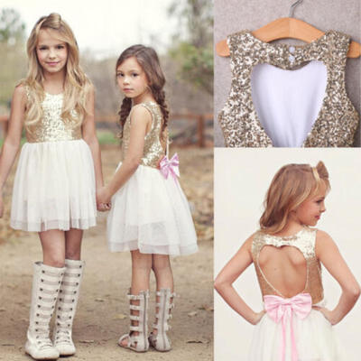 

Princess Baby Kids Girl Dress Birthday Holiday Party Dress Summer Beach Sundress