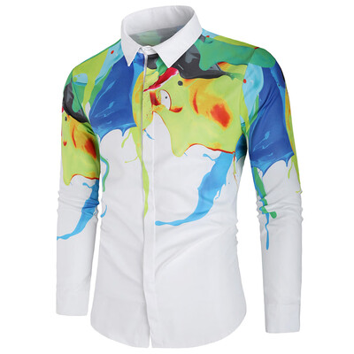 

Painting Print Long Sleeves Button Up Shirt