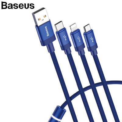 

Baseus 3 in 1 USB Cable 35A fast charging Micro Type-c Lightning Data cable for Phone Charger&data Transfer