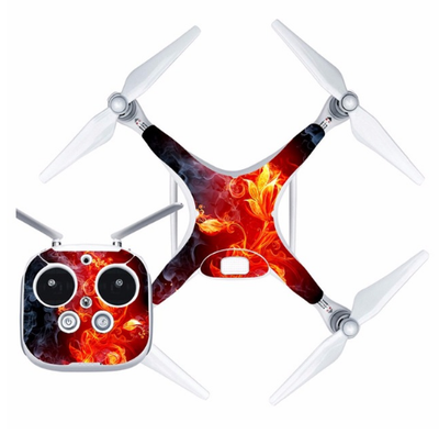 

DJ40005 fire flower Waterproof PVC Decal Skin Sticker For DJI Phantom 4 Drone body protection film remote Controllers cover