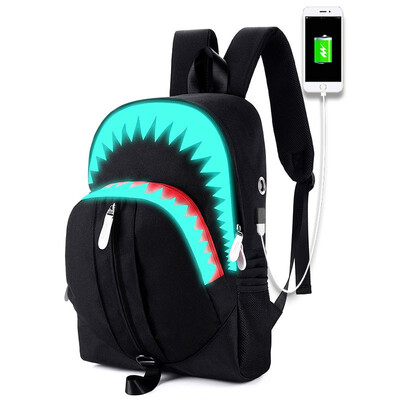

2018 new business Water Resistant backpack with Noctilucent&USB Charging Port College Student School Bag Unisex