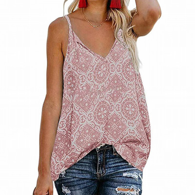 

Sleeveless vest womens loose outer wear printed top