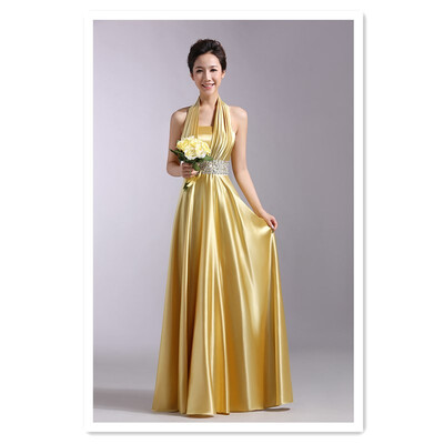 

2018 long dress hanging neck business etiquette dress dinner dress bridesmaid dress T stage catwalk costume