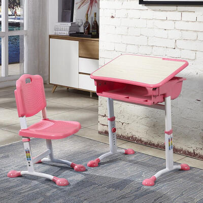 

Childrens Kids Study Desk Chair Set Height Adjustable Toddler Play Table Pink