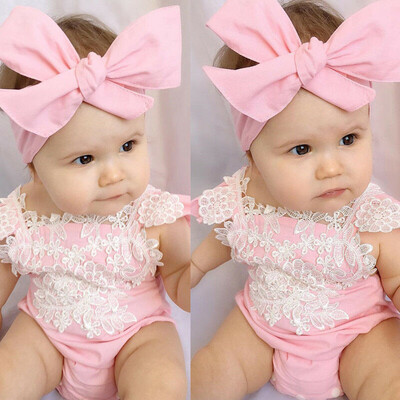 

Newborn Baby Girl Romper Lace Floral Jumpsuit Headband Outfits Set Clothes