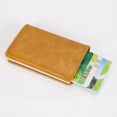 

Mens Leather ID Credit Card Holder RFID Protector Money Wallet Clip Card Case