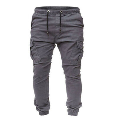 

New Mens Slim Cuffed Hem Trousers Plain Track Sweat Pants Suit Gym Casual Sport