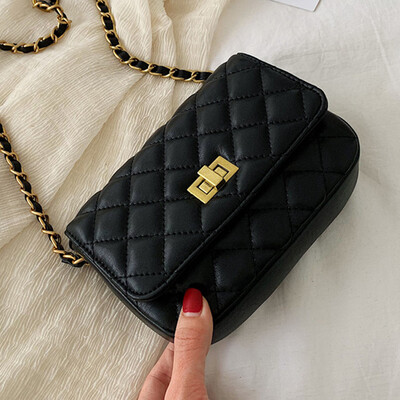 

Women 2019 new fashion Korean Ling lattice chain bag simple temperament single shoulder diagonal womens bag