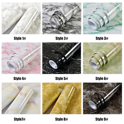

5m Marble Pattern Water-resistant Moistureproof Removable Self Adhesive Wallpaper Peel & Stick PVC Wall Stickers for Living Room B