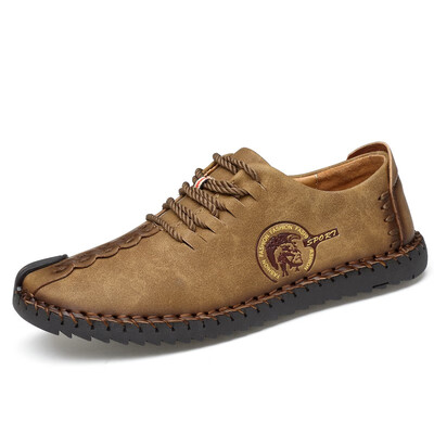 

Mens Casual Shoes Fashion Leather Shoes Men Out door Breathable Sneakers For Men Lace Up Shoes Yellow Khaki Black Size 38-44