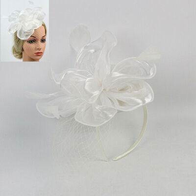 

Ladies Feather Satin Net Hat Headband Fascinator Wedding Day Race Royal Ascot