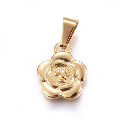 

304 Stainless Steel Pendants Large Hole Pendants Flower Golden 19x16x3mm Hole 8x5mm