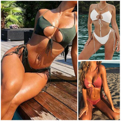 

Women Triangle Bikini Set Bandage Push-Up Padded Swimwear Swimsuit Bathing suit