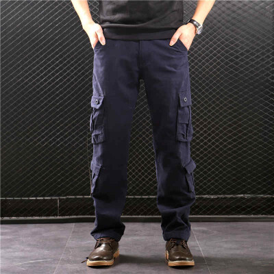 

SQSI mens summer trousers loose casual pants loose tight waist multi-pocket pants thin section 4937