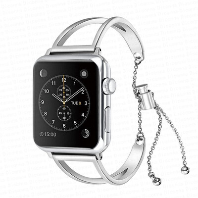 

Women Wrist Strap Bracelet For Apple Watch Bands 38mm42mm Adjustable Stainless Steel Strap With Pendant For Iwatch Series