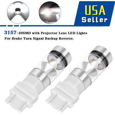 

2Pack 3157 3156 White 100W 20SMD Backup Reverse Parking LED Light Bulbs
