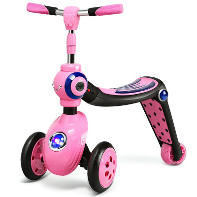 

2-in-1 Kick Scooter Balance Trike With 3 Wheel -Pink