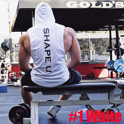 

Mens Muscle Hoodie Tank Top Bodybuilding Gym Workout Sleeveless Vest T-shirt