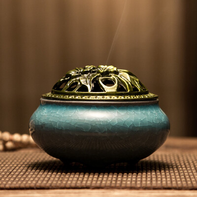

Jiayintang sandalwood incense burner home indoor dish incense burner aromatherapy incense furnace ice cracking ceramic incense burner