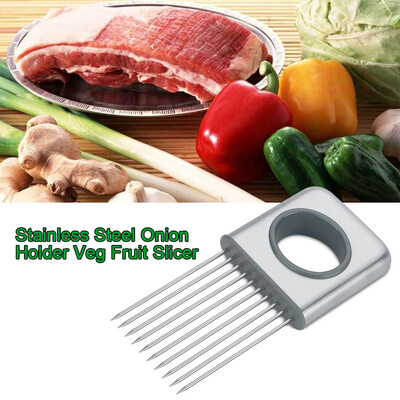 

Stainless Steel Onion Holder Fruits Veg Meat Cutter Slicer Peeler Chopper with 10 Prongs Fruits Cutter Veg PeelerMeat Chopper