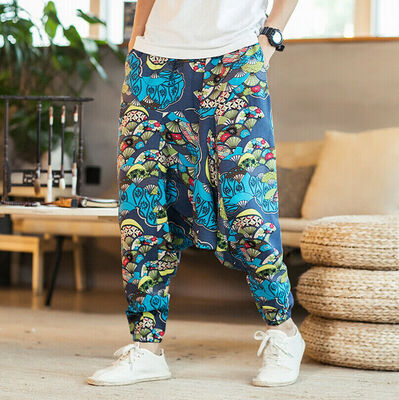 

Indian Mens Cotton Maroon Harem Pants Trousers Beach Unisex Yoga Genie Pants